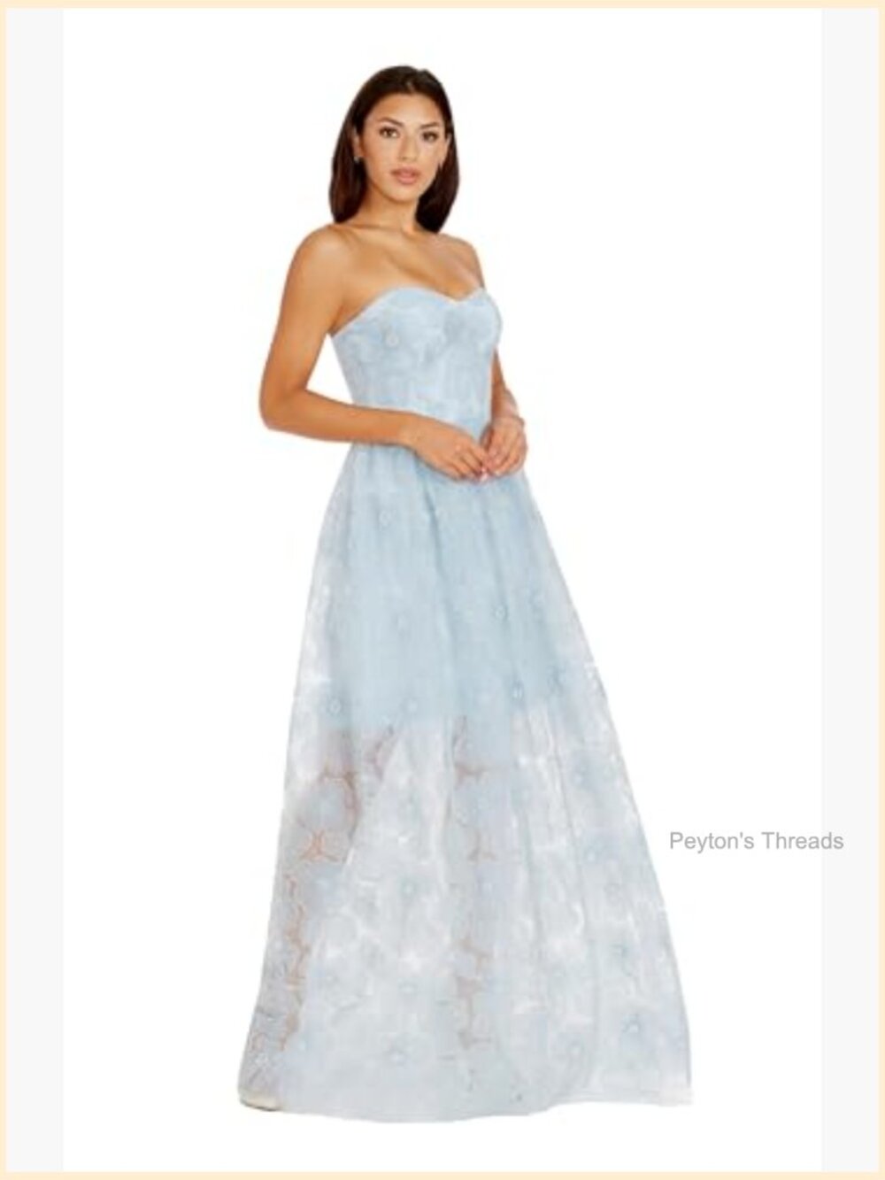 Strapless Sweetheart Fit & Flare Maxi Dress with 3D Floral Detail - Picture 3 of 3